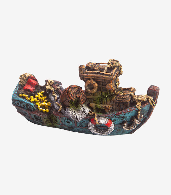 Lost Voyage Shipwreck Aquarium Decoration | Realistic Mini Fish Tank Ornament (13.5x6.5x7cm)