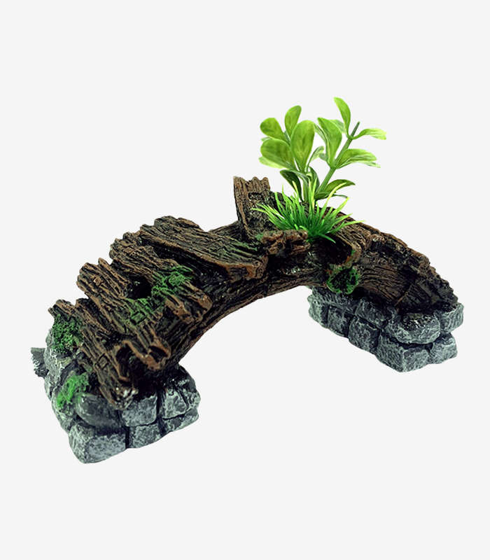 Botanical Bridge Aquarium Decoration | Whimsical Fish Tank Ornament (16.5x7x10.5cm)