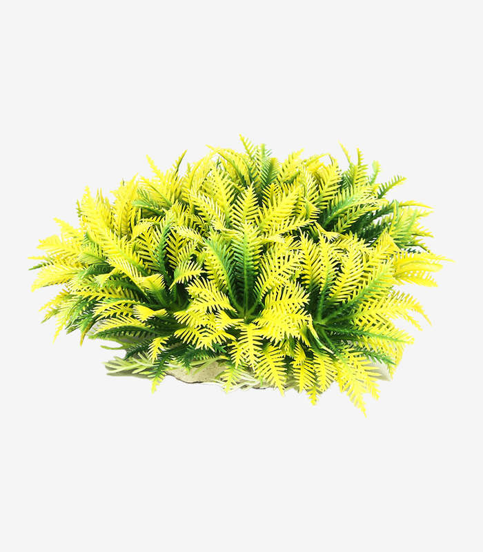Yellow Bush Aquarium Decoration | Vibrant Fish Tank Plant Ornament (14cm)