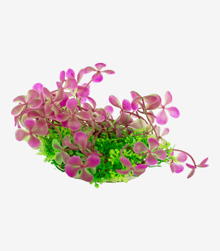Pink Blossom Bush Medium Aquarium Decoration | Realistic Fish Tank Plant (12cm)