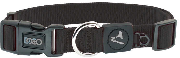 Doco Signature Nylon Dog Collar  S  Black | Adjustable & Durable Small Dog Collar