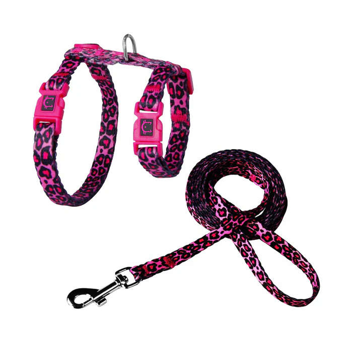 Doco Cat Harness & Leash - Pink Leopard
