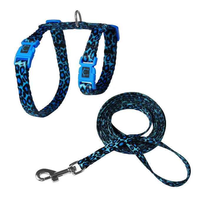 Doco Cat Harness & Leash - Blue Leopard