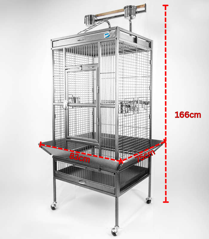 Aviary Bird Cage 10 - 83x75x166 - Silver/Black