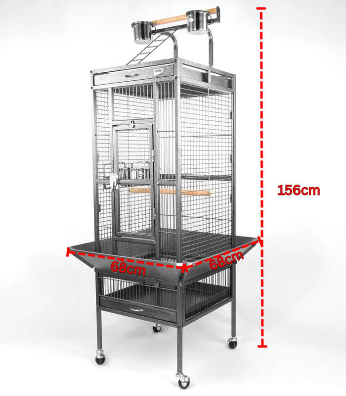 Aviary Bird Cage 9  68x68x156cm  Silver/Black | Zugo | Ultra-Spacious Stainless Steel Bird ...