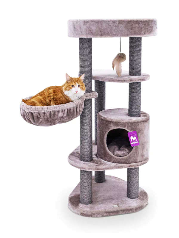 PETREBELS Charlotte 134 Multi-Level Cat Tree with Soft Plush Covering  59 x 56 x 134 cm