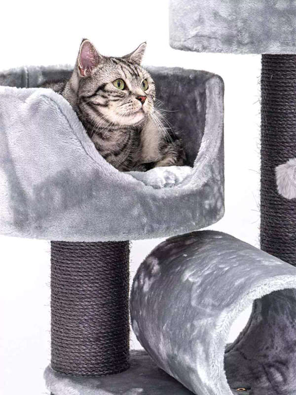 PETREBELS Victoria 125 Multi-Level Cat Tree with Velvety Soft Plush Covering  48.5 x 48.5 x 12...