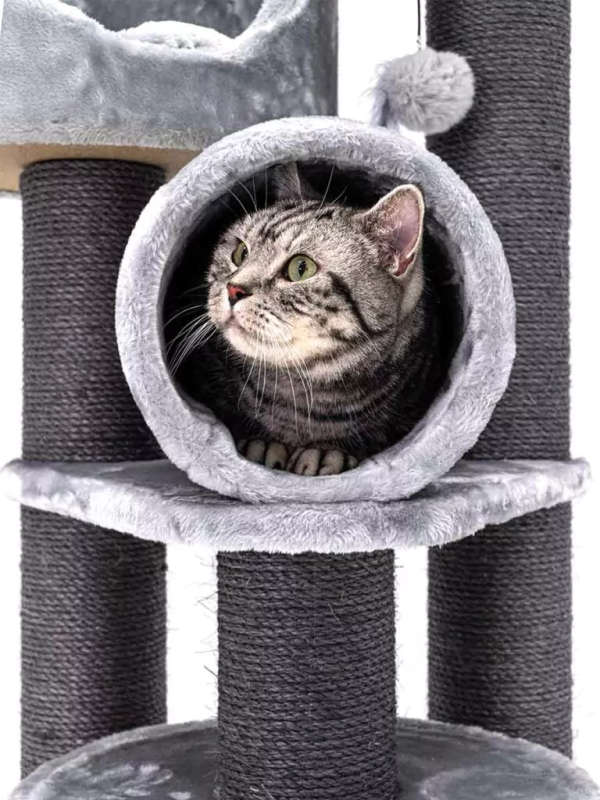 PETREBELS Victoria 125 Multi-Level Cat Tree with Velvety Soft Plush Covering  48.5 x 48.5 x 12...