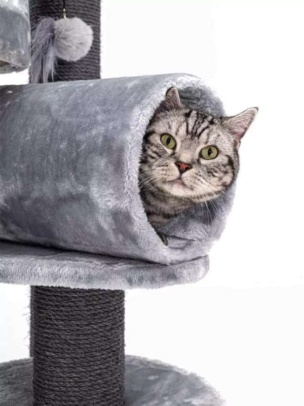 PETREBELS Victoria 125 Multi-Level Cat Tree with Velvety Soft Plush Covering  48.5 x 48.5 x 12...