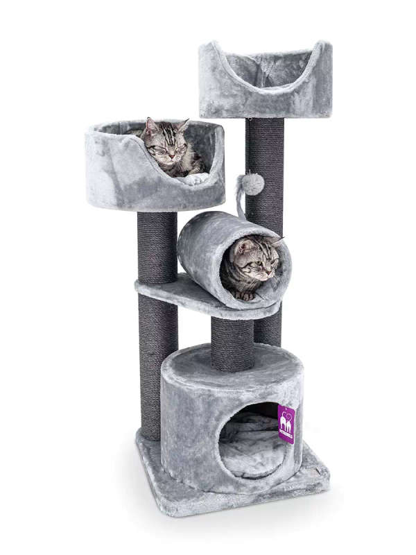 PETREBELS Victoria 125 Multi-Level Cat Tree with Velvety Soft Plush Covering  48.5 x 48.5 x 12...