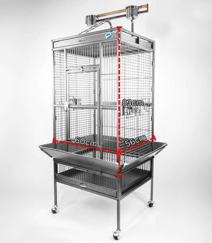 Aviary Bird Cage 10 - 83x75x166 - Silver/Black