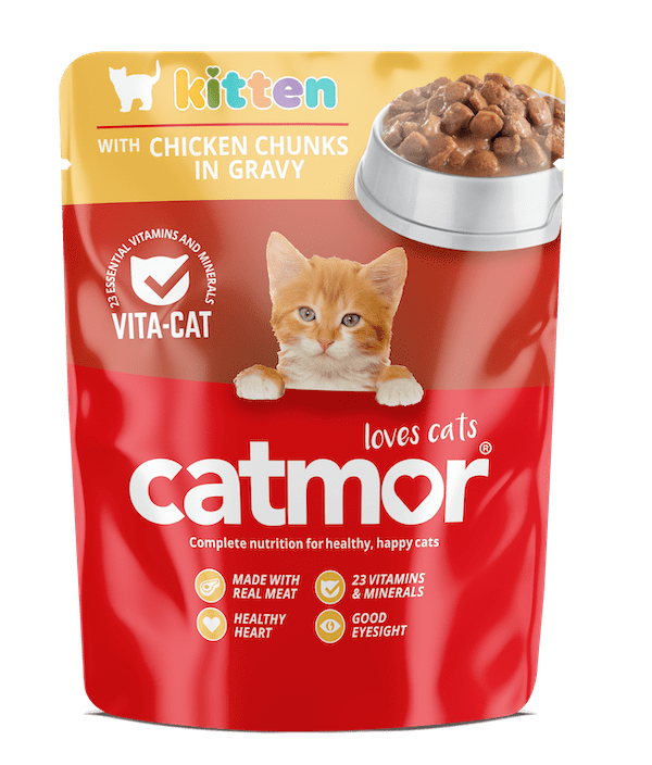 Catmor Kitten Chicken Chunks in Gravy  Wet Kitten Food  70g Pouch | Catmor | Real Chicken, ...