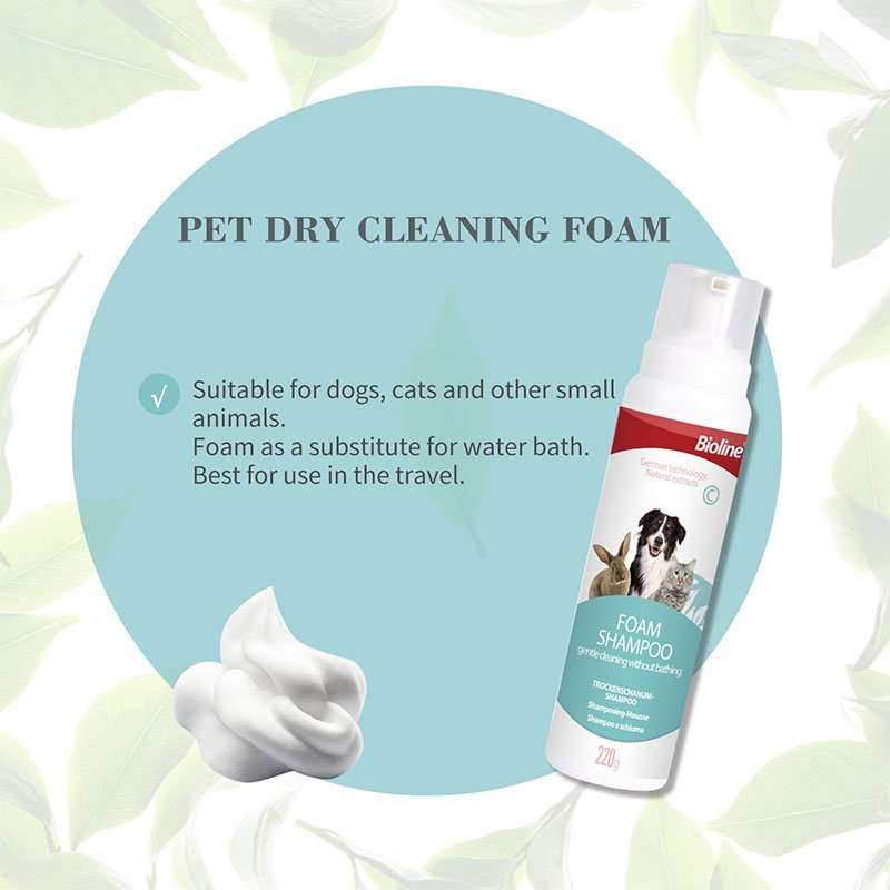 Bioline Foam Dog & Cat Shampoo  220G | Bioline | No-Rinse Foam Shampoo with Moisturizing Jojob...