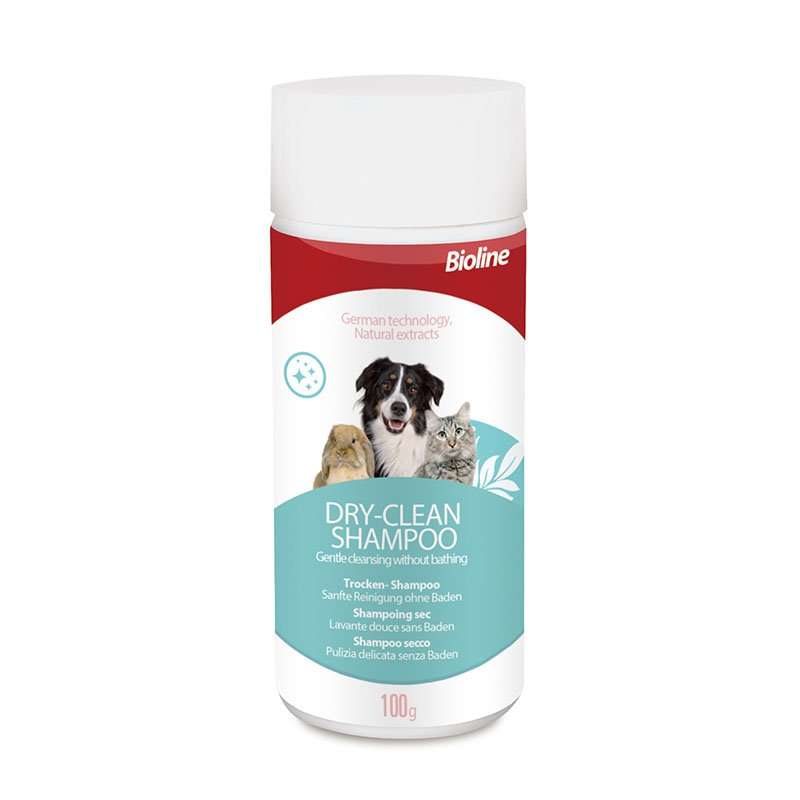 Bioline Dry Dog & Cat Shampoo  100G | Bioline | Rinse-Free Powder Shampoo for Gentle Cleaning ...