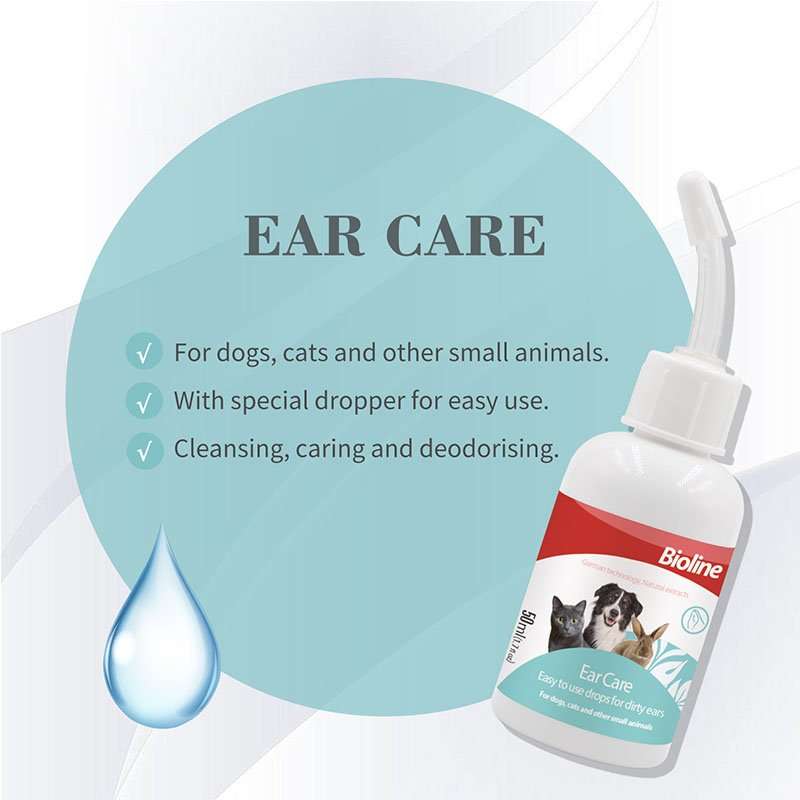 Bioline Pet Ear Care Drops  50ML | Bioline | Gentle Ear Cleaner with Precise Dropper | Cleanse...