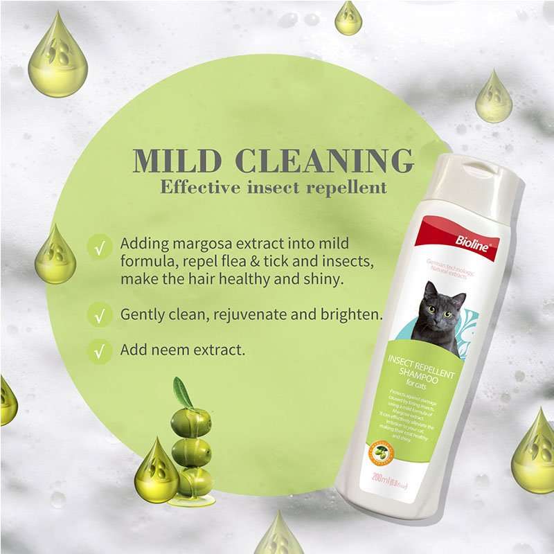 Bioline Margosa Extract Cat Shampoo  200ML | Bioline | Natural Insect-Repellent Shampoo with M...
