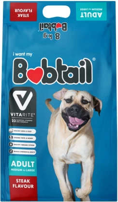 Bobtail Medium/Large Adult Steak Flavoured Dog Food  8kg Bag | Bobtail | Complete Steak Nutrit...