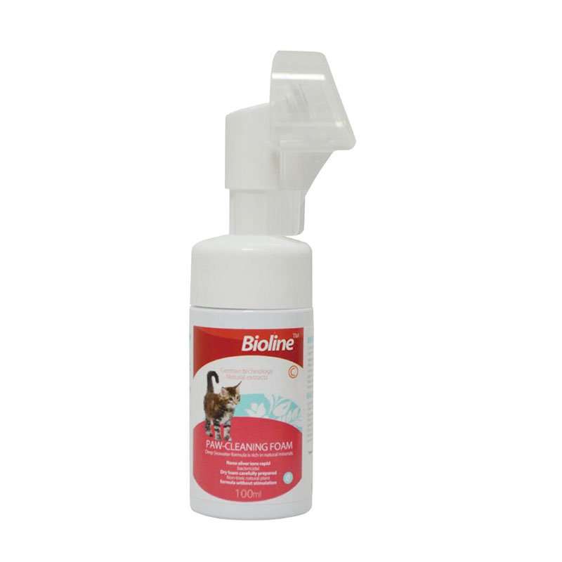 Bioline Cat Paw Cleaning Foam  100ML | Bioline | Waterless Paw Cleaner with Soft Brush Applica...