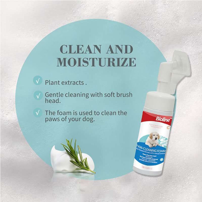 Bioline Dog Paw Cleaning Foam  150ML | Bioline | Waterless Paw Cleaner with Soft Brush Applica...