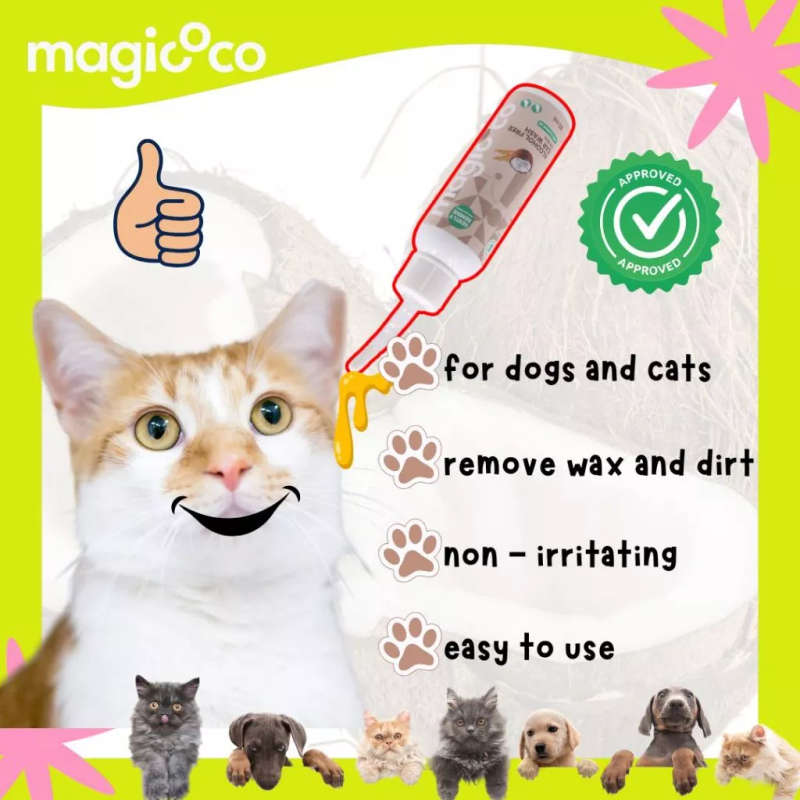 Magicoco Pet Ear Wash  60ML | Magicoco | Alcohol-Free Ear Wash with Coconut Oil | Soothes & Re...
