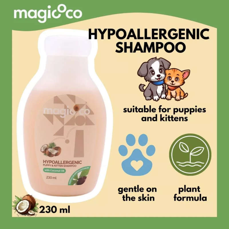 Magicoco Hypoallergenic Dog/Cat Shampoo  230ML | Magicoco | Gentle Coconut-Scented Shampoo for...