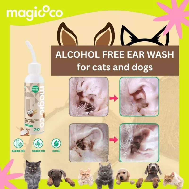 Magicoco Pet Ear Wash  60ML | Magicoco | Alcohol-Free Ear Wash with Coconut Oil | Soothes & Re...