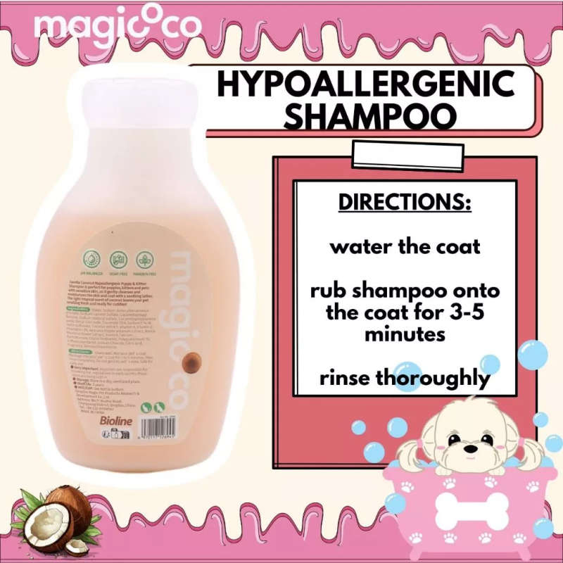 Magicoco Hypoallergenic Dog/Cat Shampoo  230ML | Magicoco | Gentle Coconut-Scented Shampoo for...