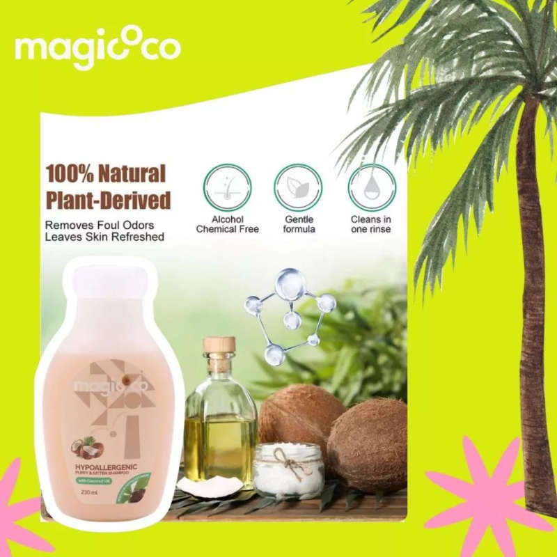Magicoco Hypoallergenic Dog/Cat Shampoo  230ML | Magicoco | Gentle Coconut-Scented Shampoo for...