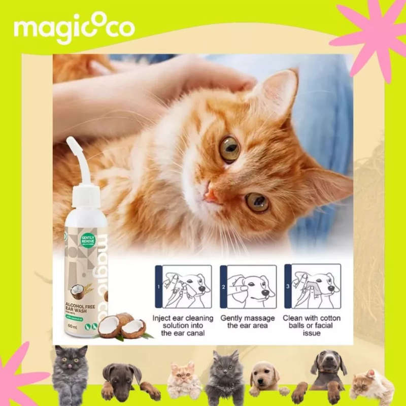 Magicoco Pet Ear Wash  60ML | Magicoco | Alcohol-Free Ear Wash with Coconut Oil | Soothes & Re...