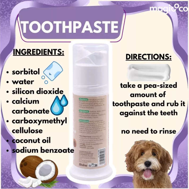 Magicoco Coconut Oil Dog & Cat Toothpaste  70G | Magicoco | Natural Coconut Oil Formula for He...
