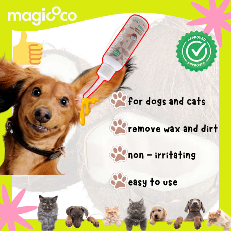 Magicoco Pet Ear Wash  60ML | Magicoco | Alcohol-Free Ear Wash with Coconut Oil | Soothes & Re...