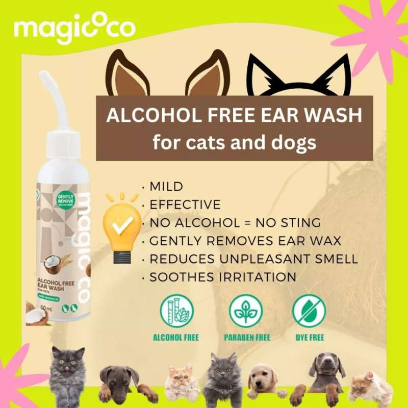 Magicoco Pet Ear Wash  60ML | Magicoco | Alcohol-Free Ear Wash with Coconut Oil | Soothes & Re...
