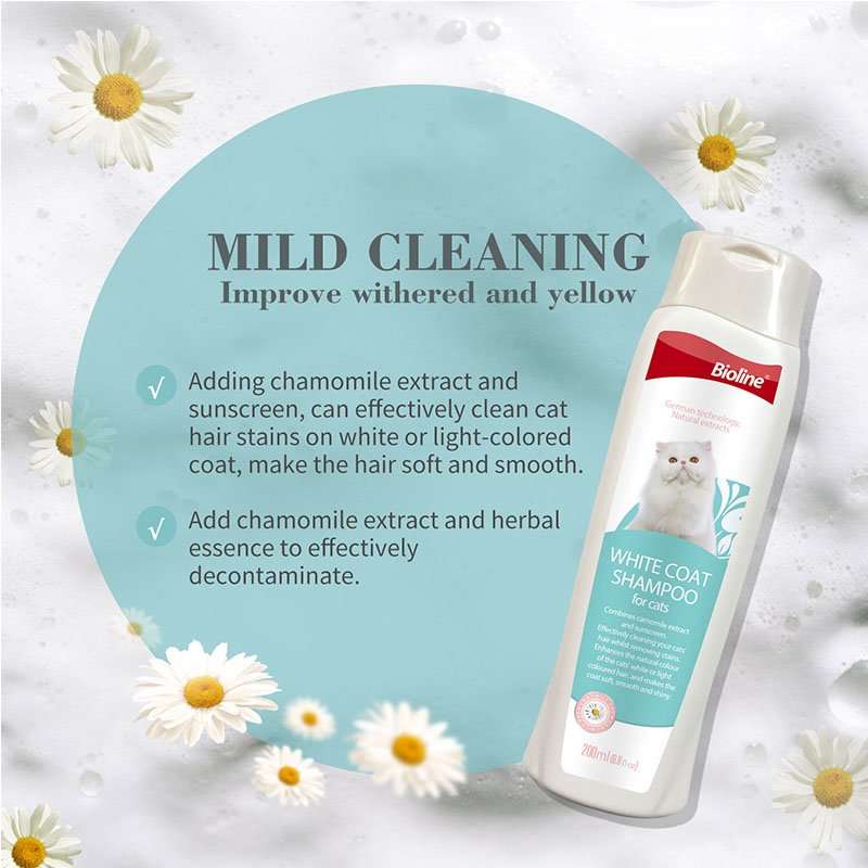 Bioline White Coat Cat Shampoo  200ML | Bioline | Specially Formulated for White & Light-Color...
