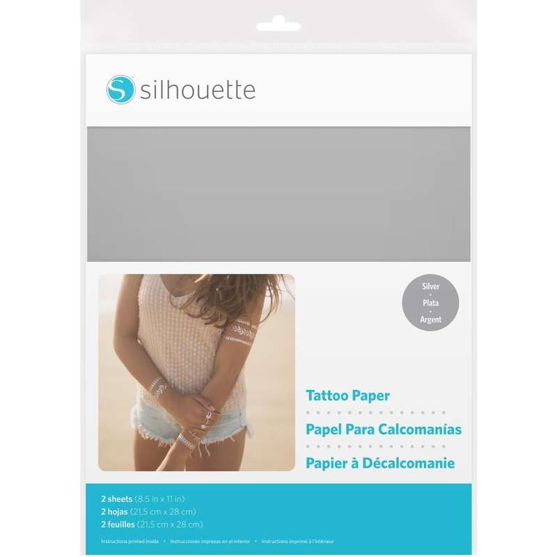 Silhouette 8.5"X11" Temporary Tattoo Paper 2/Pkg Silver