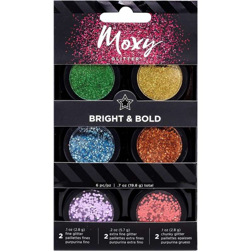 Moxy Glitter Pot Set 6/Pkg Bright & Bold