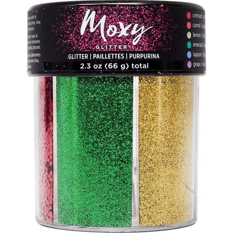 Moxy 6-Compartment Glitter Shaker Jar 2.3oz Bright &amp; Bold