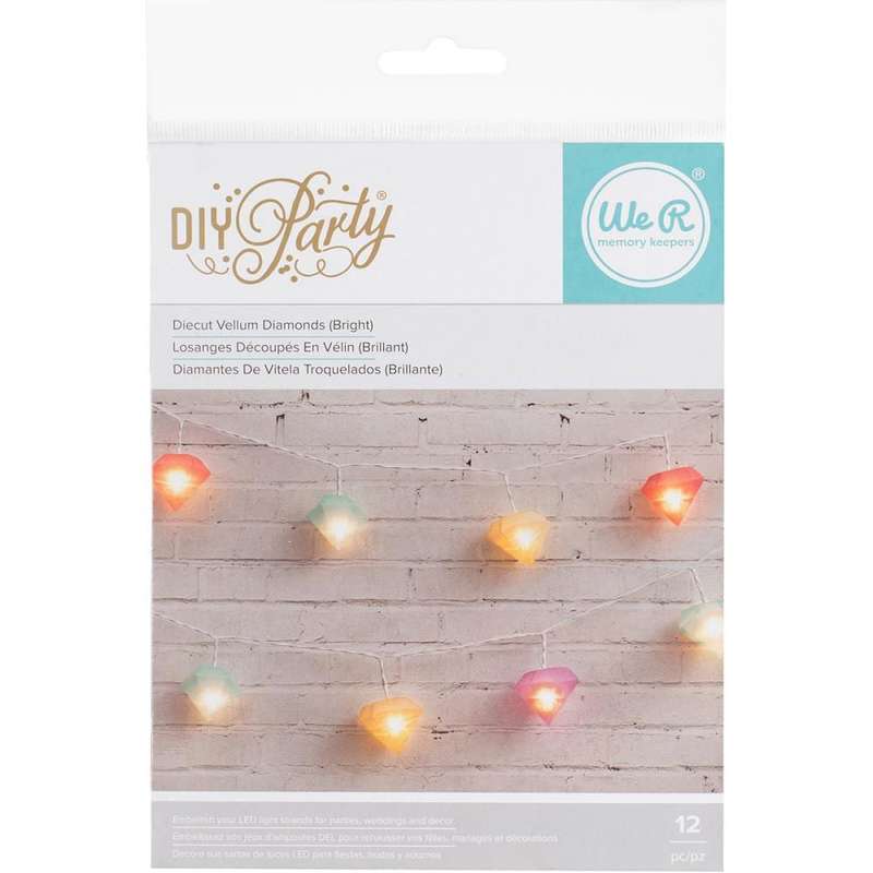 We R DIY Party Light Covers 12/Pkg Diamonds; Orange, Cayenne, Pink & Mint
