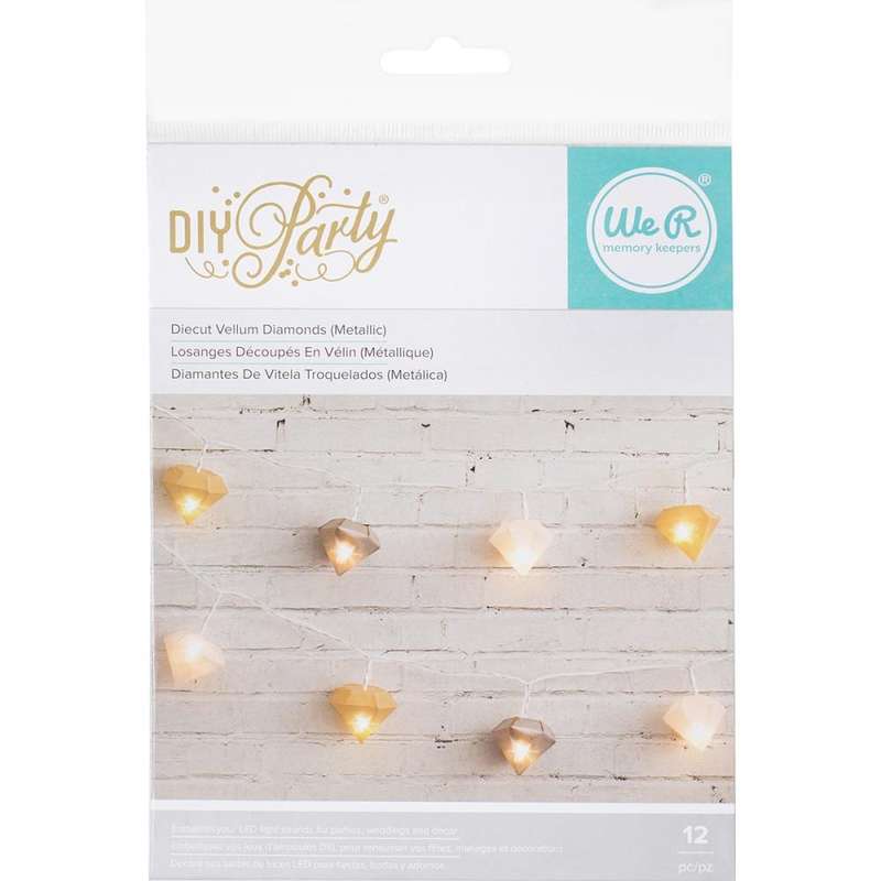 We R DIY Party Light Covers 12/Pkg Diamonds; Gold, Silver & White