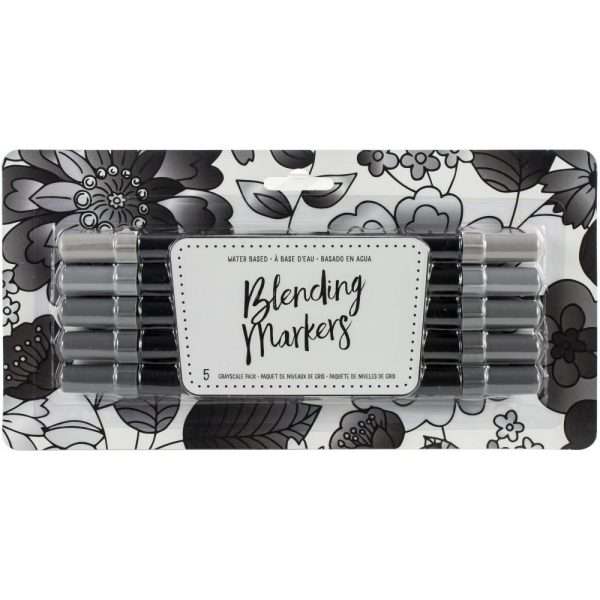 American Crafts Blending Markers 5/Pkg Grayscale