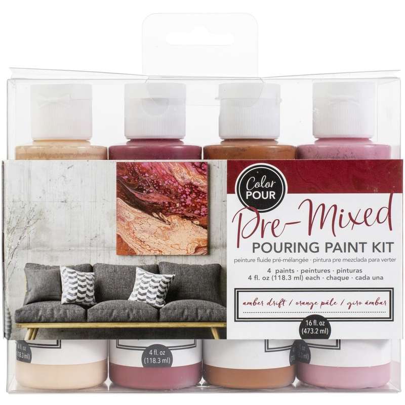 American Crafts Color Pour Pre-Mixed Paint Kit 4/Pkg Amber Drift