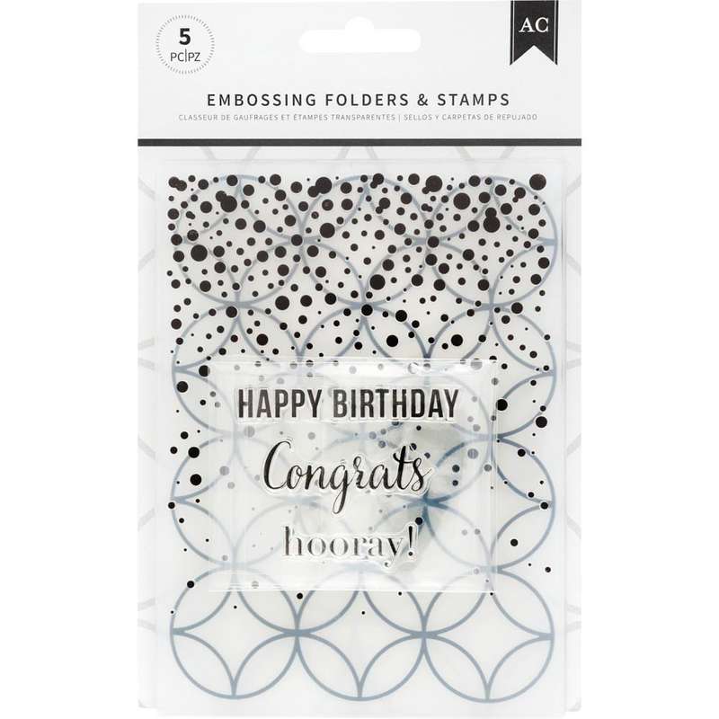 American Crafts Embossing Folders &amp; Stamps Set Hooray