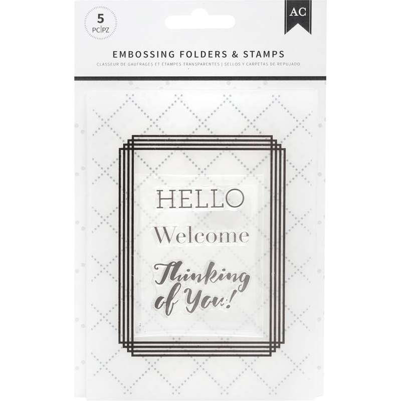 American Crafts Embossing Folders &amp; Stamps Set Welcome