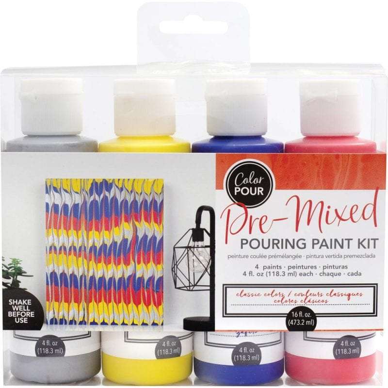 American Crafts Color Pour Pre-Mixed Paint Kit 4/Pkg Classic Color