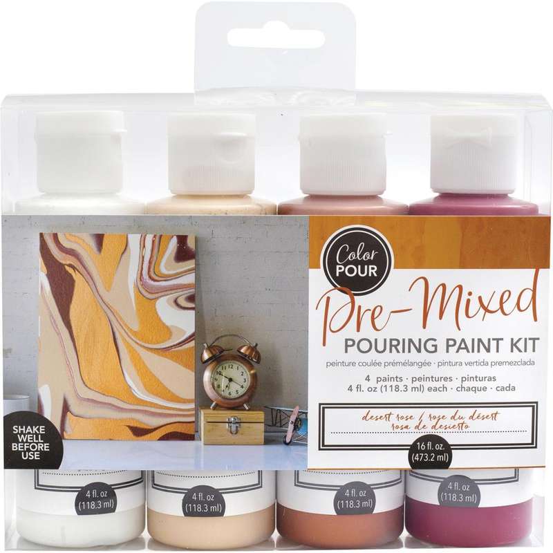 American Crafts Color Pour Pre-Mixed Paint Kit 4/Pkg Desert Rose