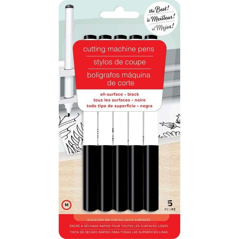 CUTTING MACHINE PENS ALL SURFACE BLACK MEDIUM TIP (5 PIECE)