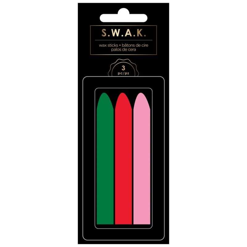 WAX STICKS AC S.W.A.K. WAX SEALS GREEN, RED, PINK (3 PIECE