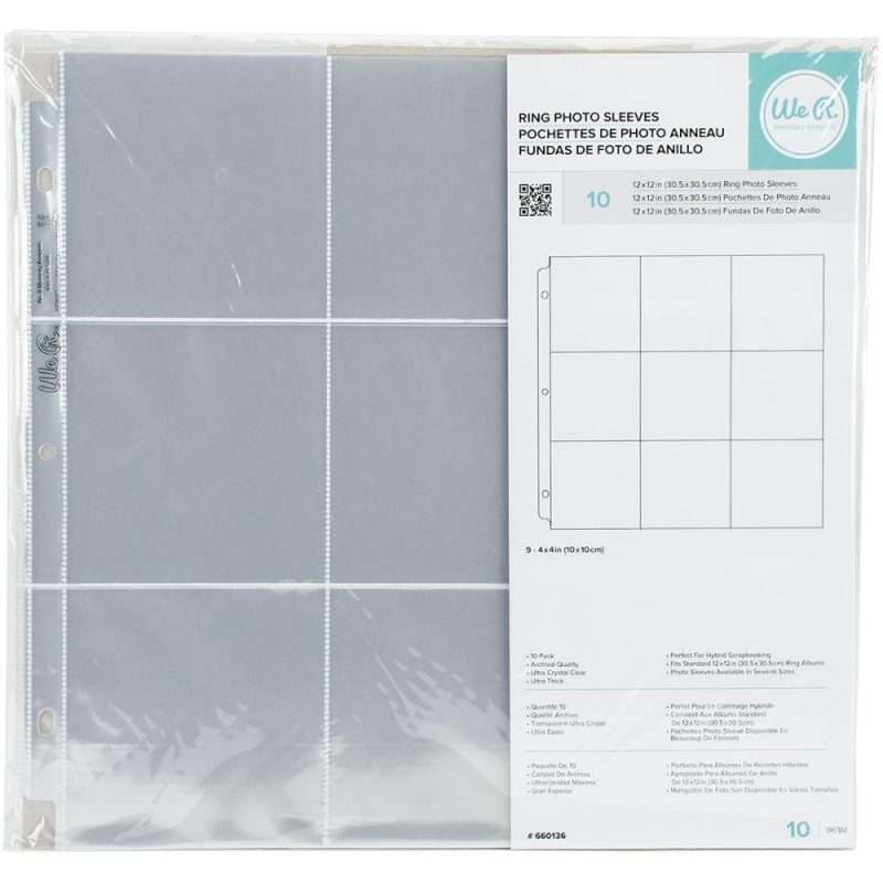 We R Ring Photo Sleeves 12"X12" 10/Pkg (9) 4"X4" Pockets