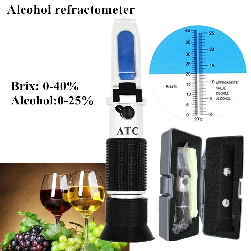 ATC Refractometer Brix 0-40% alcohol 0-25%