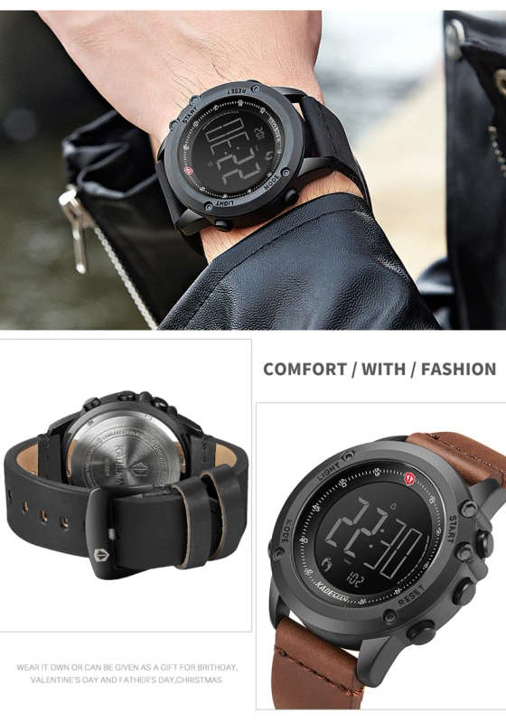 KADEMAN K698 Military Men's Watch Digital Waterproof Step Counter Sports Clock Leather Top Luxury Brand LED Male Wristwatches