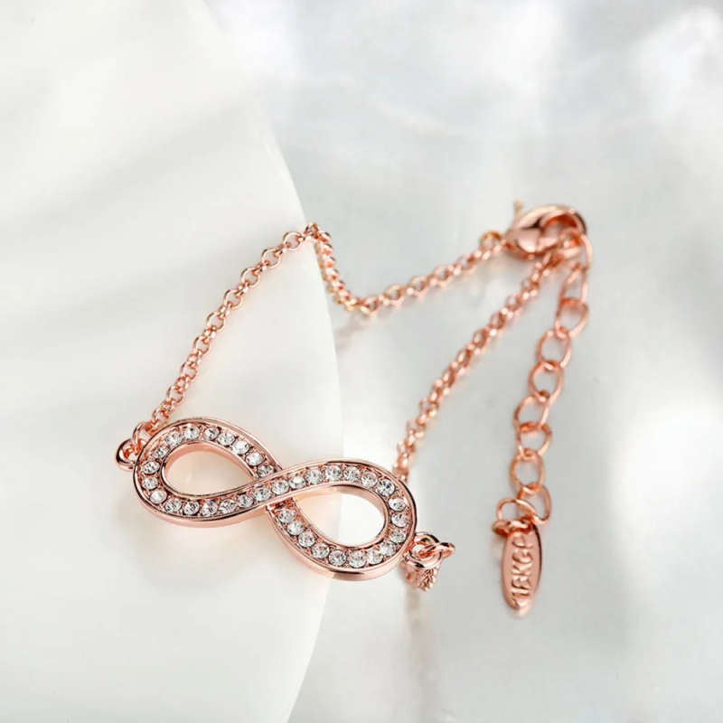 STUNNING Infinity Bracelet. 18K Rose or White Gold Plated with AAA+ Swiss CZ Diamond Simulants